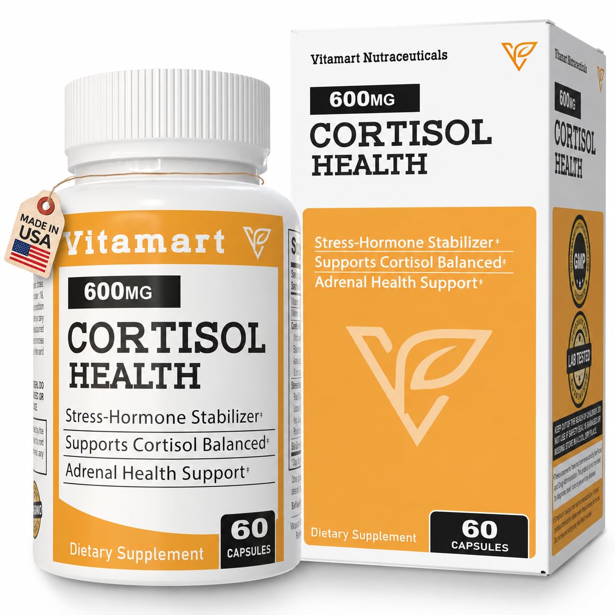Vitamart Nutraceuticals Cortisol Health Adrenal Health Manager Adaptogenic Ashwagandha & Sleep Support, 60 Capsules