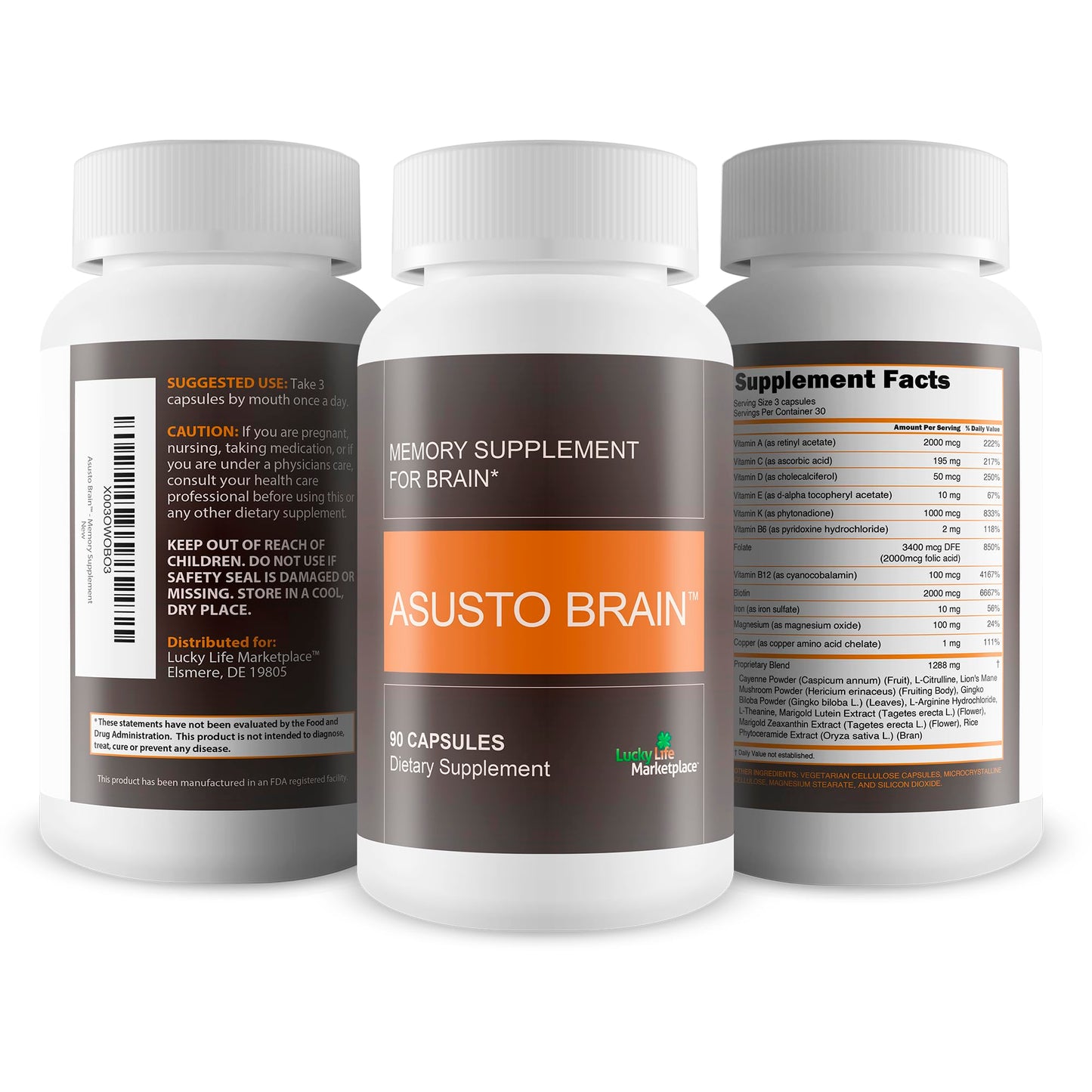 Generic Asusto Memory Supplement for Brain Capsule 90 Count