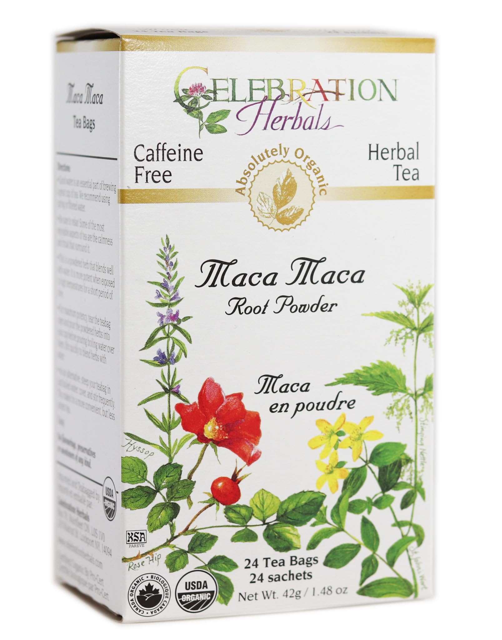 Celebration Herbals Maca Root Powder Organic, 24 Bags, 0.02 Pound