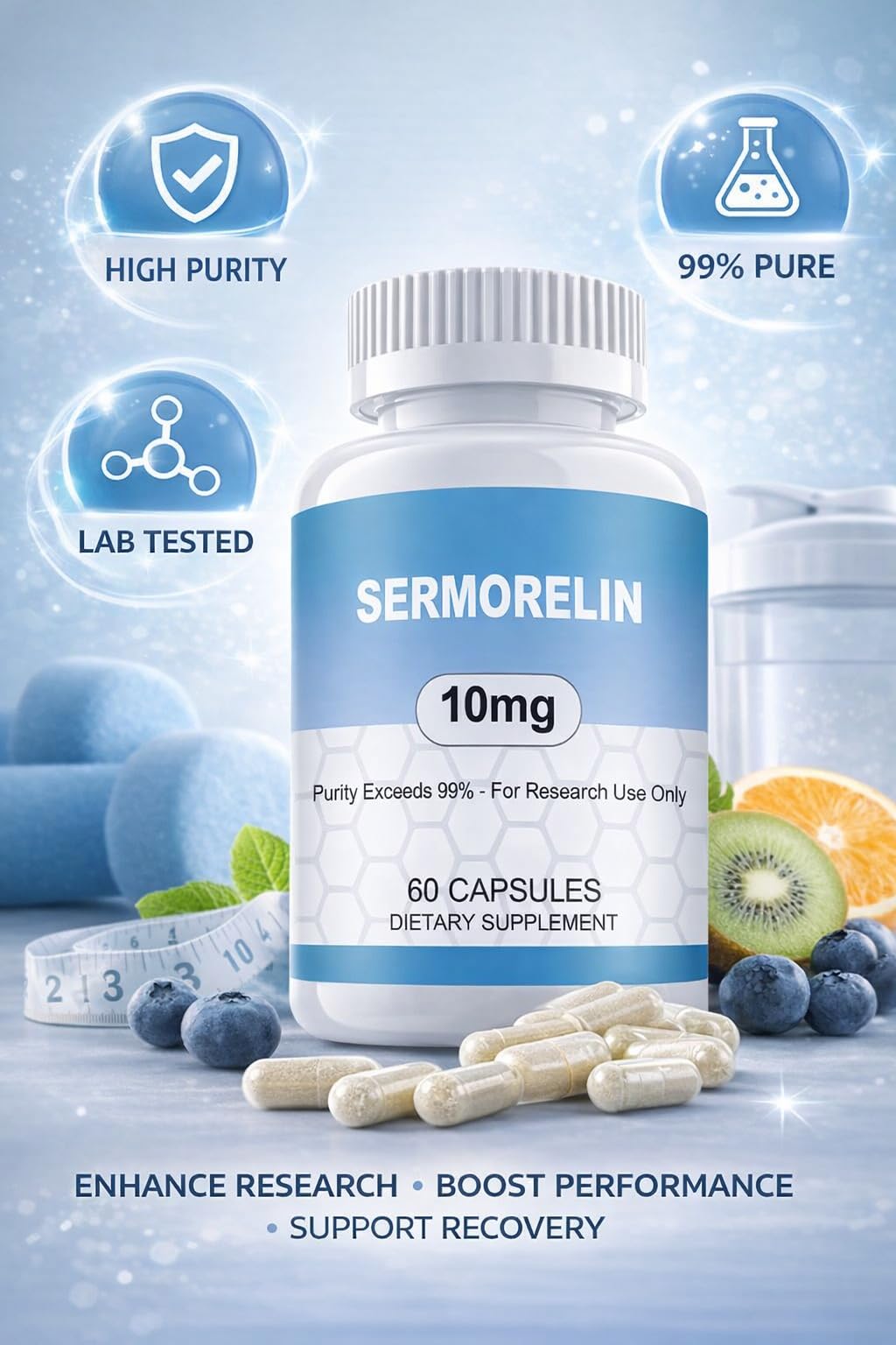 WUCOO Sermorelin Research Peptide Capsules, 60 Count