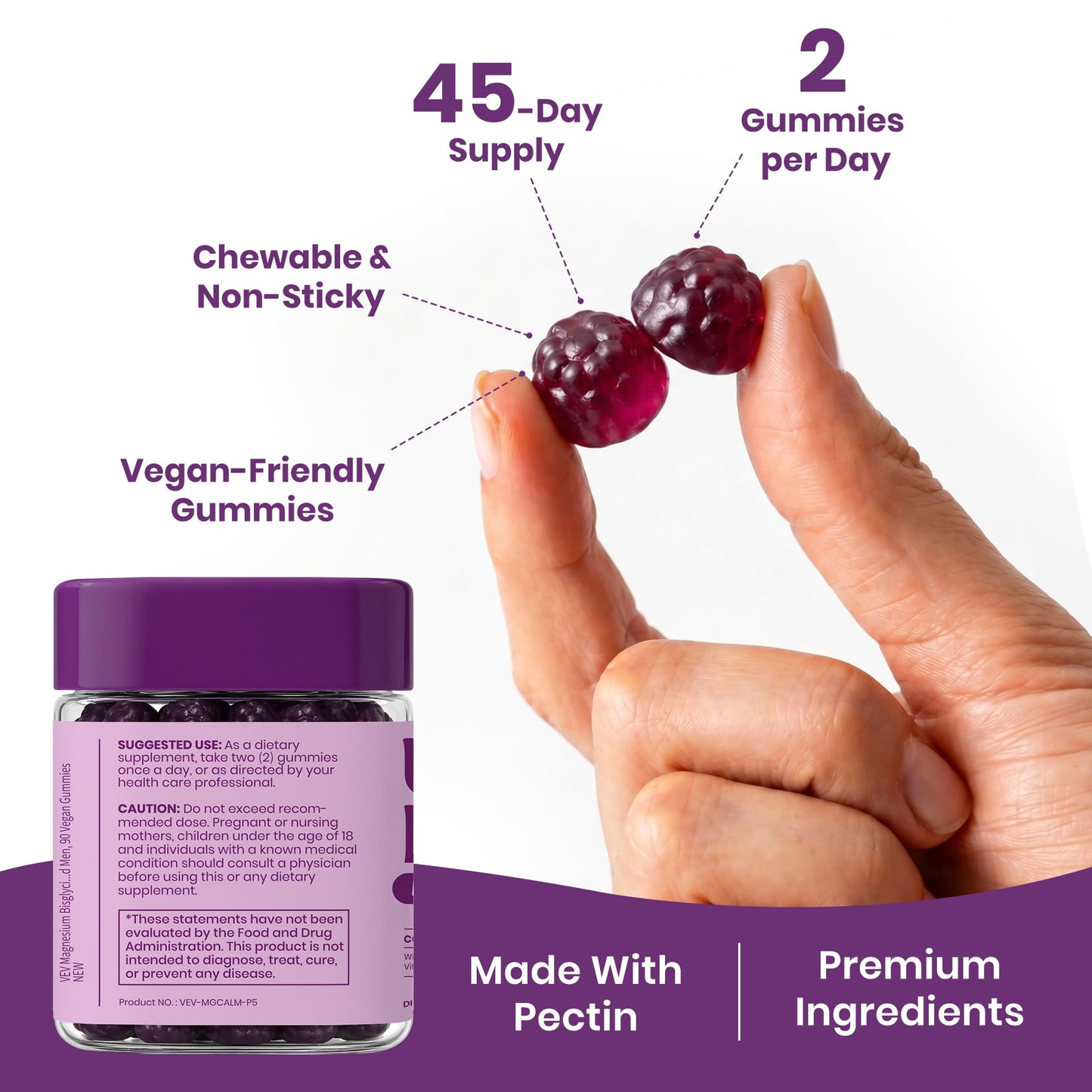 VEV UPMAGO Bisglycinate Magnesium Gummies, 90 Count