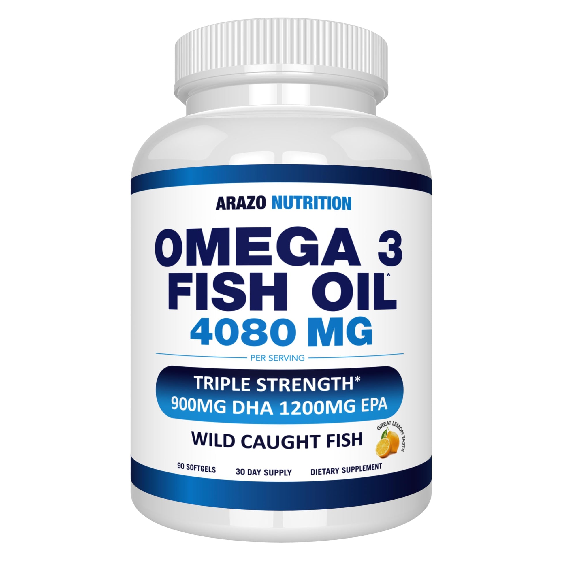 Arazo Nutrition Wild Caught Omega-3 Fish Oil Concentrate Softgel, 90 Count