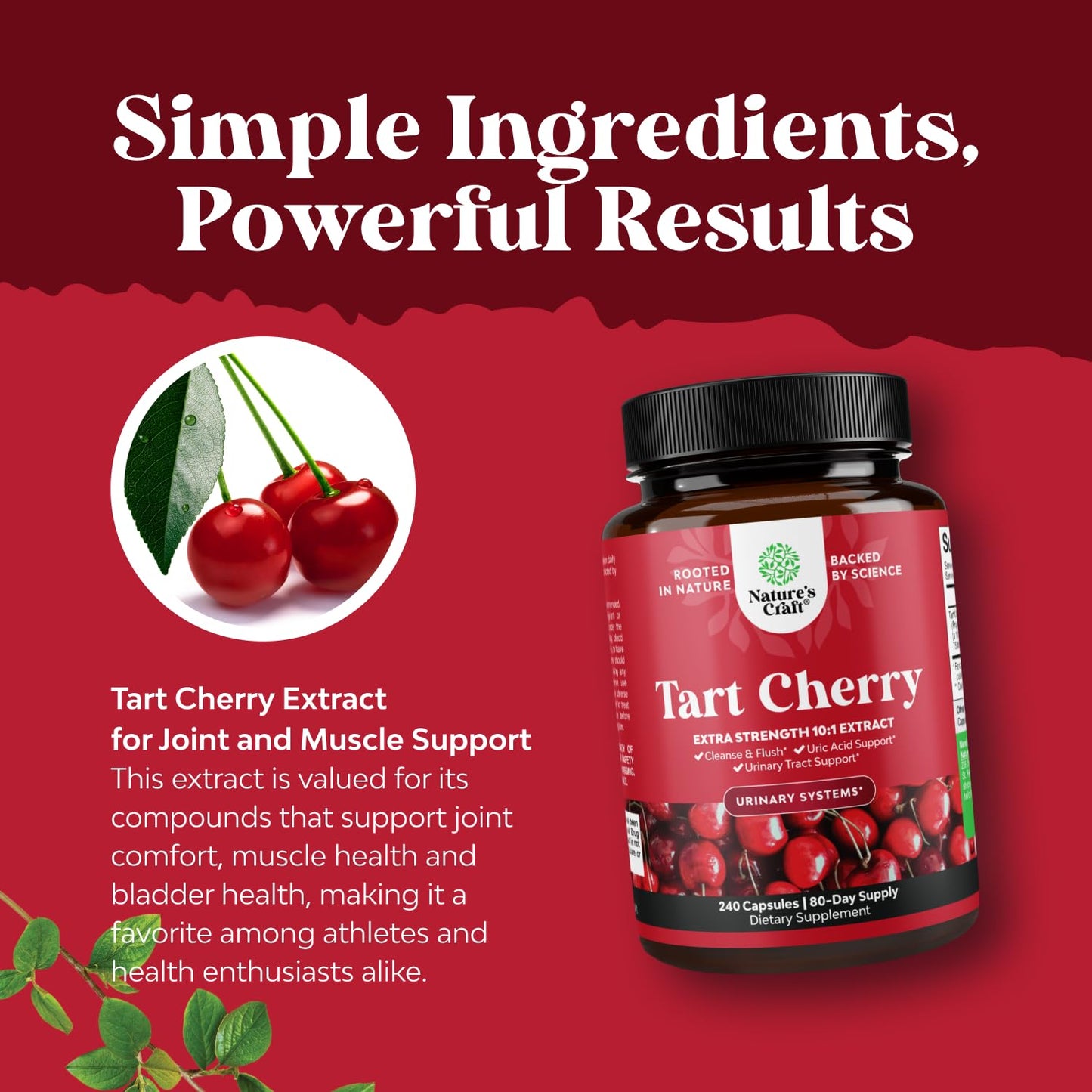 Natures Craft Extra Strength Tart Cherry Capsules 240 Count