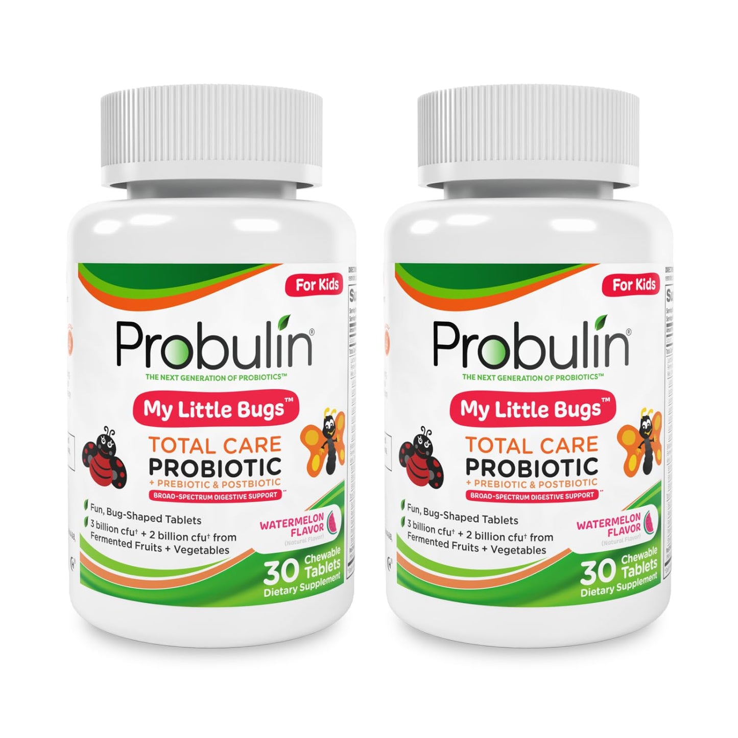 Probulin Total Care My Little Bugs Prebiotics, Probiotics & Postbiotics - 5 Billion CFU - 15 Strains, Chewable Tablets, 60 Count