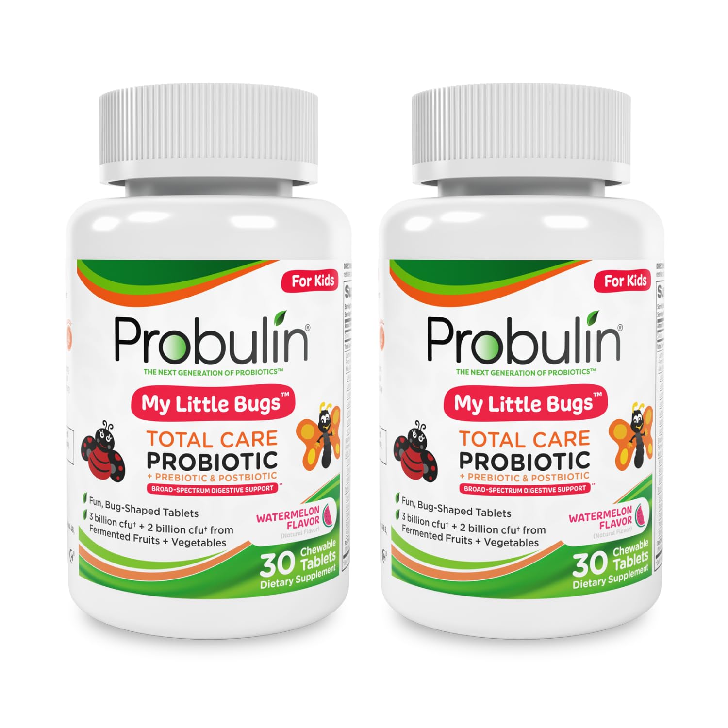 Probulin Total Care My Little Bugs Prebiotics, Probiotics & Postbiotics - 5 Billion CFU - 15 Strains, Chewable Tablets, 60 Count