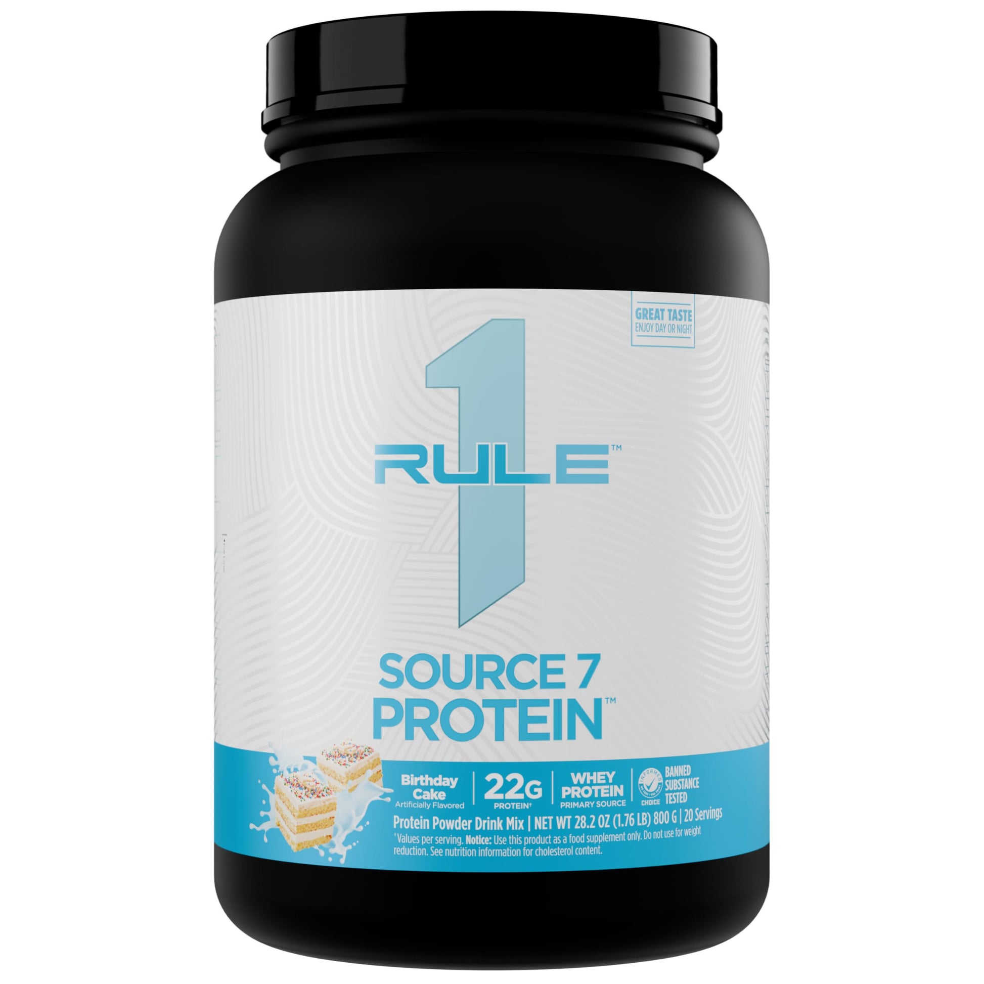 Rule 1 Proteins Source 7 Protein Powder Birthday Cake, 1.8 lb