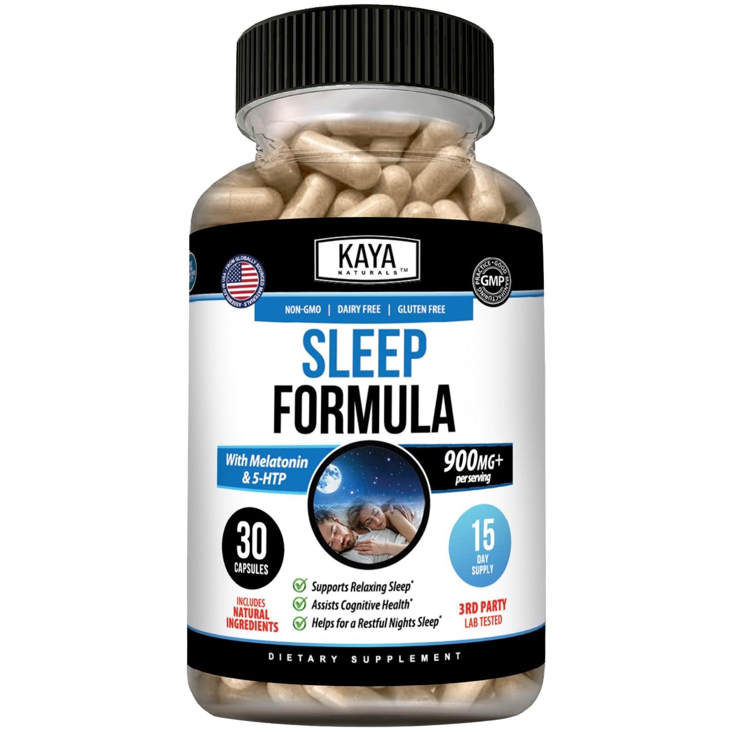 Kaya Naturals Sleep Support Formula with Melatonin 30 Capsules