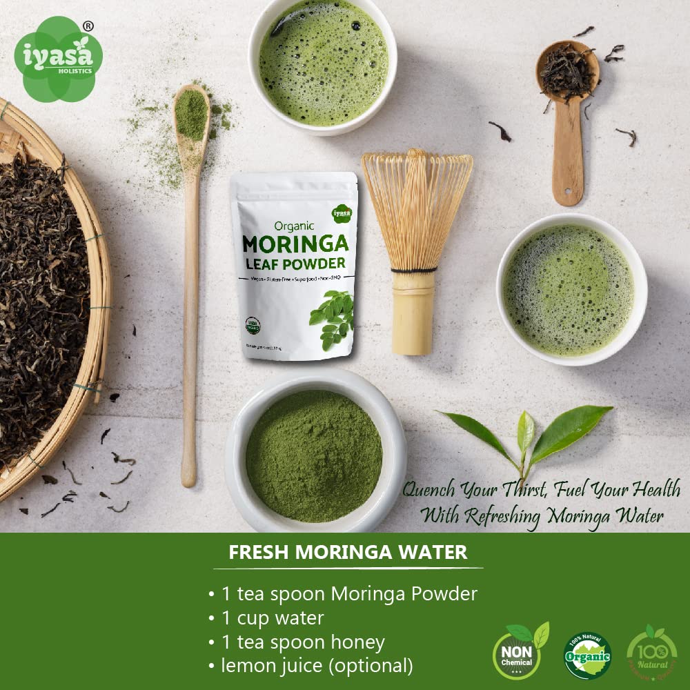 Iyasa Holistics Organic Moringa Leaf Powder, 4 oz