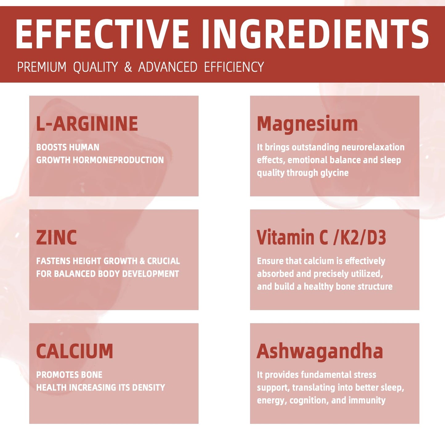 Yalei Height Growth Supplement Gummies 60 Count