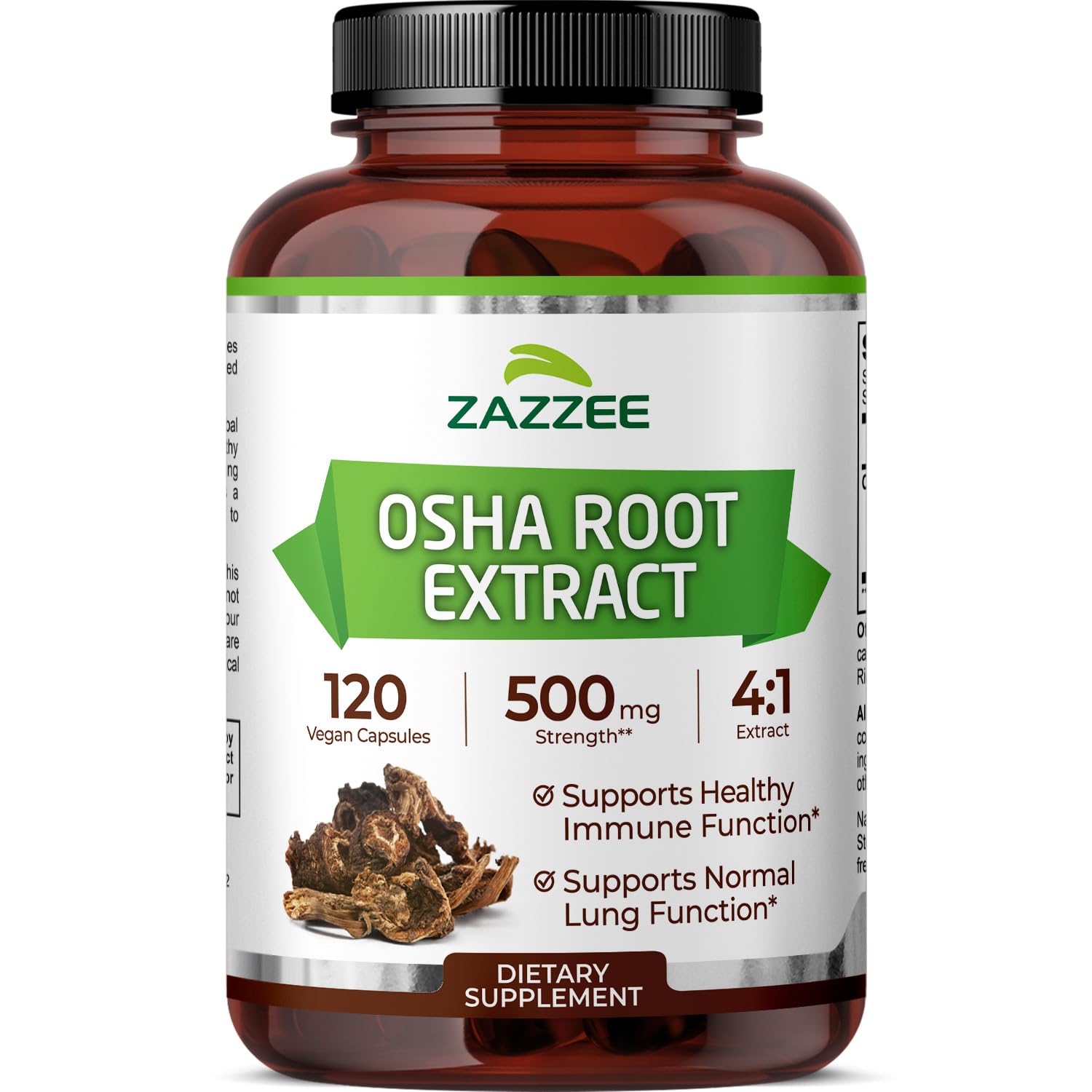 Zazzee Extra Strength OSHA Root 4:1 Extract Capsules, 120 Count