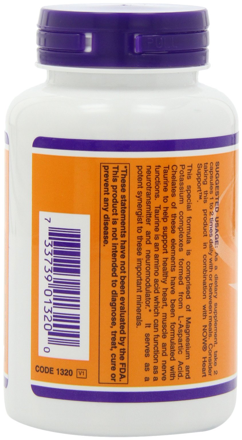 NOW Foods Magnesium and Potassium Aspartate with Taurine, 240 Capsules