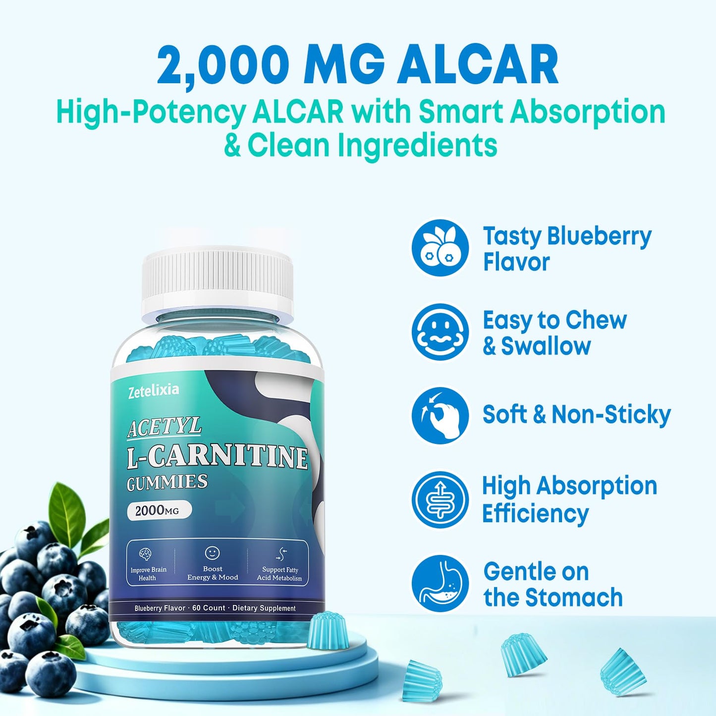Zetelixia Acetyl-L-Carnitine Gummies, 120 Count