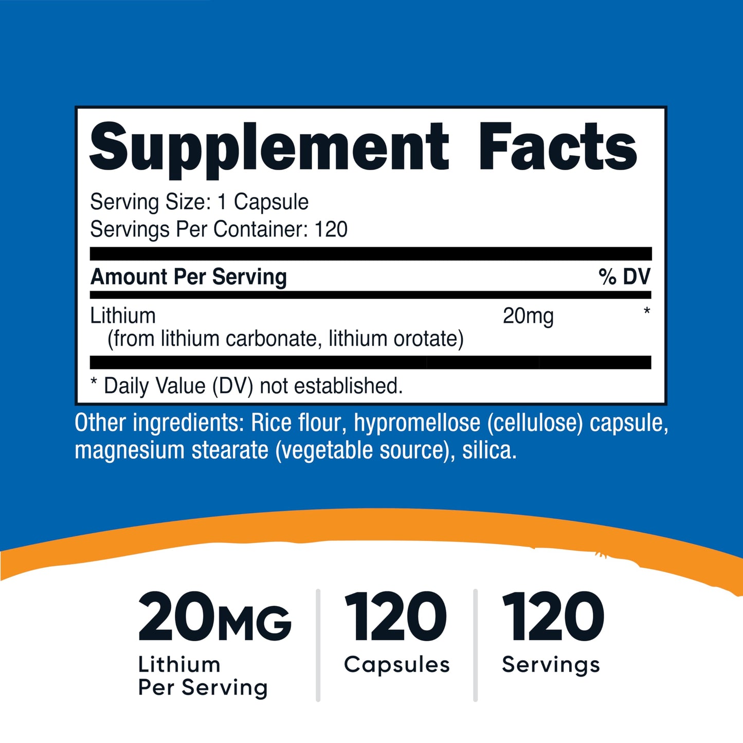 Nutricost Lithium Orotate 20mg Capsules, 120 Count