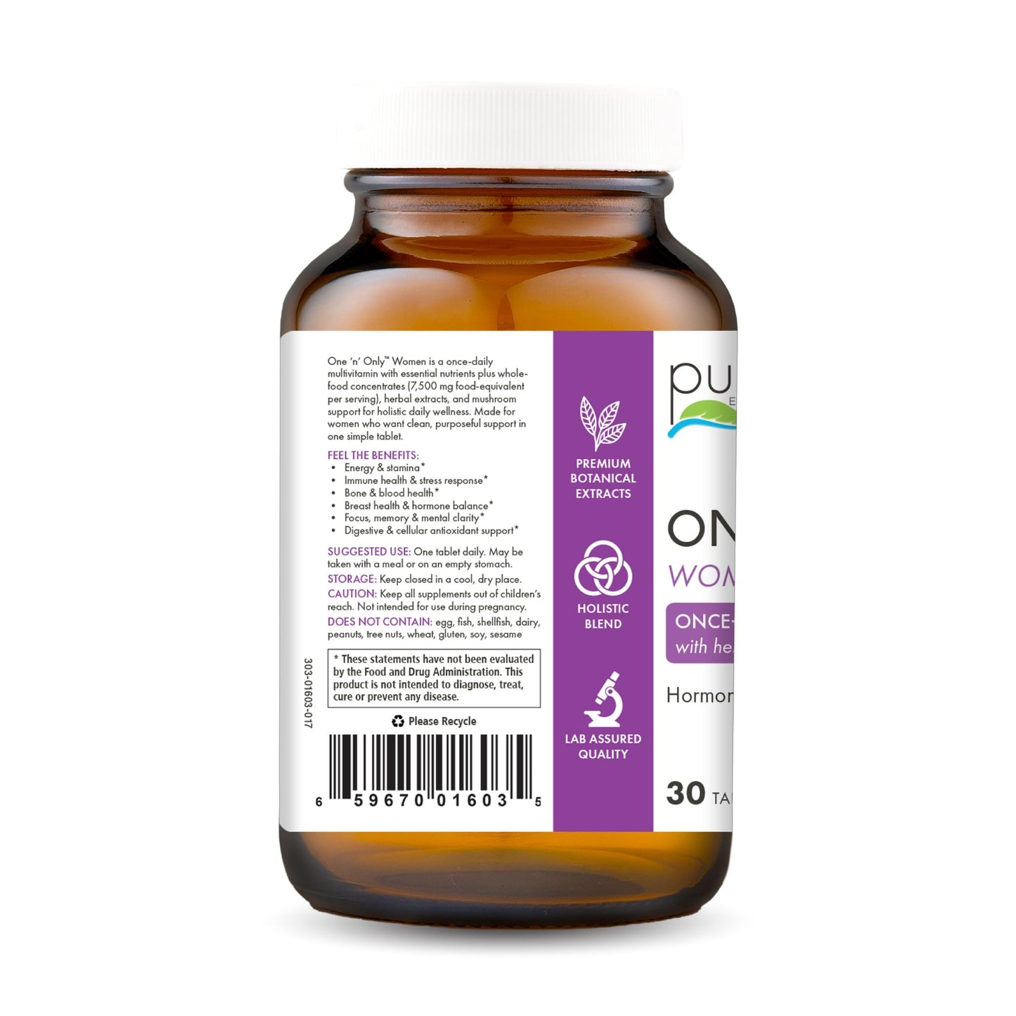 PURE ESSENCE LABS One N Only Multivitamin for Women Tablets, 30 Count