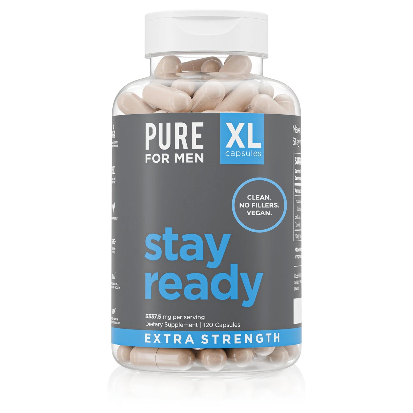 Pure for Men Stay Ready Fiber Extra Strength Psyllium Capsules 120 Capsules
