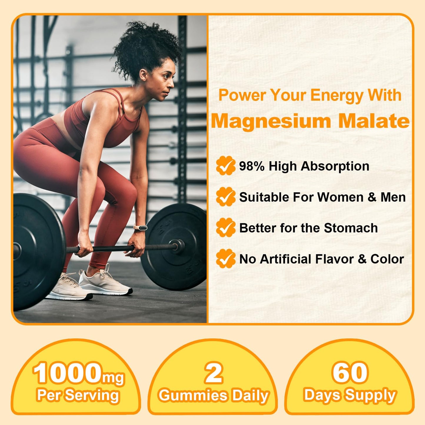 JOVITHEA Magnesium Malate Gummies 1000mg, High-Absorption Magnesium for Energy & Muscle Function, with L-Theanine, CoQ10 & Vitamin B6, Non-GMO, Vegan, 120 Gummies