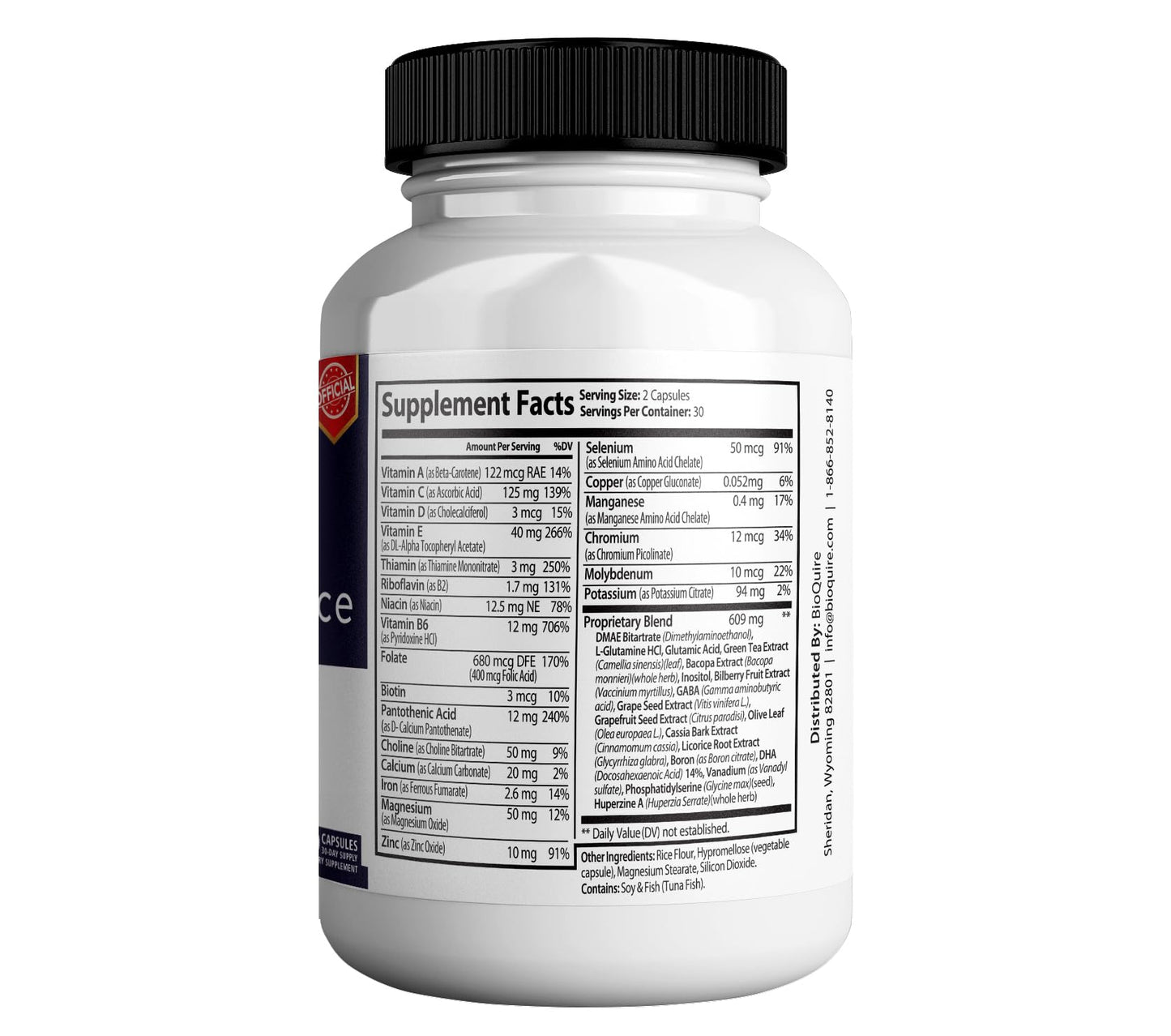 BIOQUIRE MemoMAX Force Extra Strength Brain Supplement, 60 Capsules