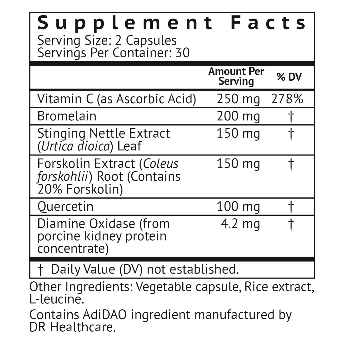 VitaMonk Histamine Blocker for Histamine Intolerance HistaResist - DAO Enzyme Supplement, 60 Capsules