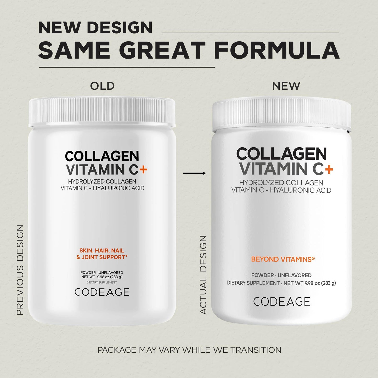 Codeage Collagen Peptides Powder + Vitamin C, 9.98 oz
