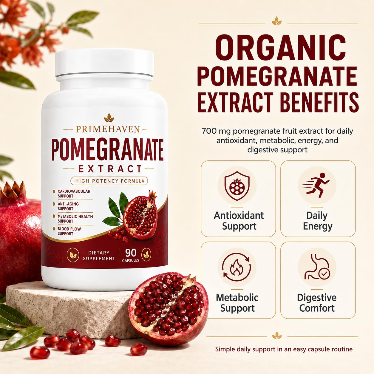 EVERNATURECURE Organic Pomegranate Extract Capsules, 90 Capsules