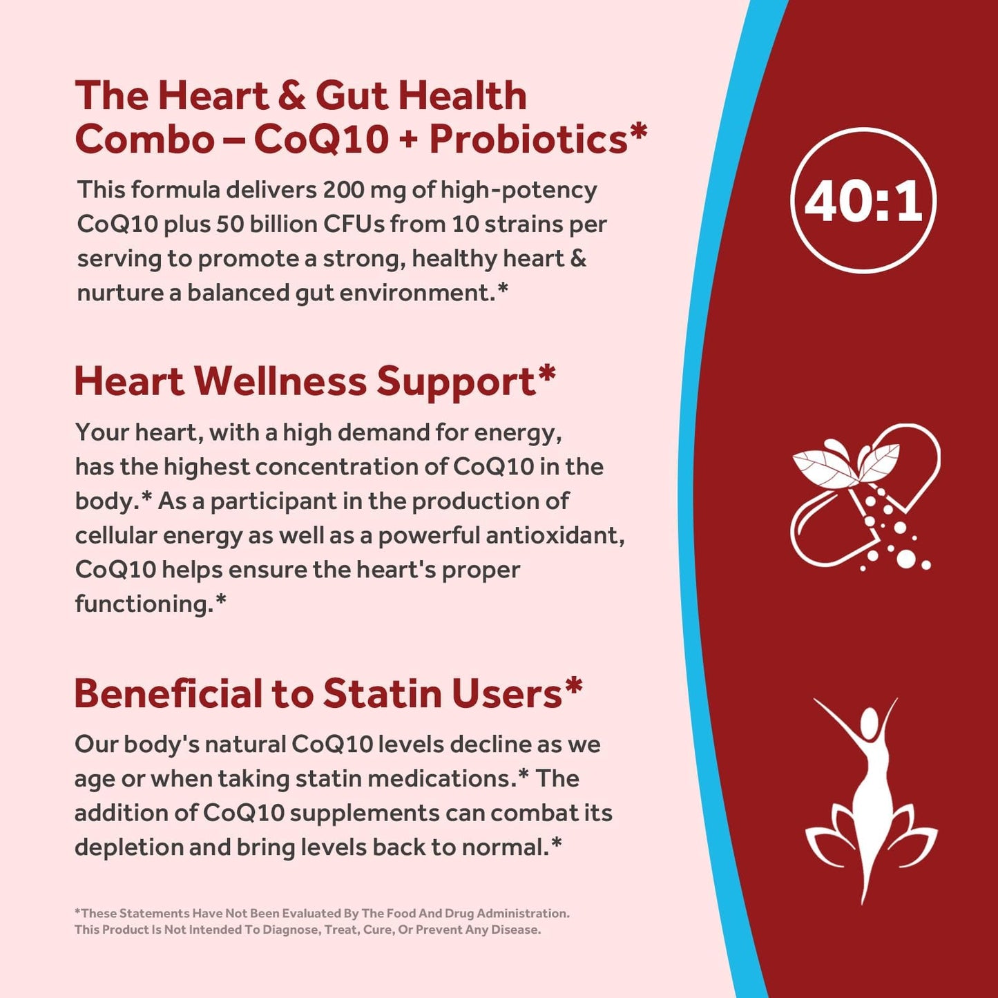 Doctor's Recipes CoQ10 with Probiotics 200 mg, 50 Billion CFUs from 10 Strains Per Serving, Bioavailable Ubiquinone for Heart & Gut, 60 Vegan Capsules, Non-GMO