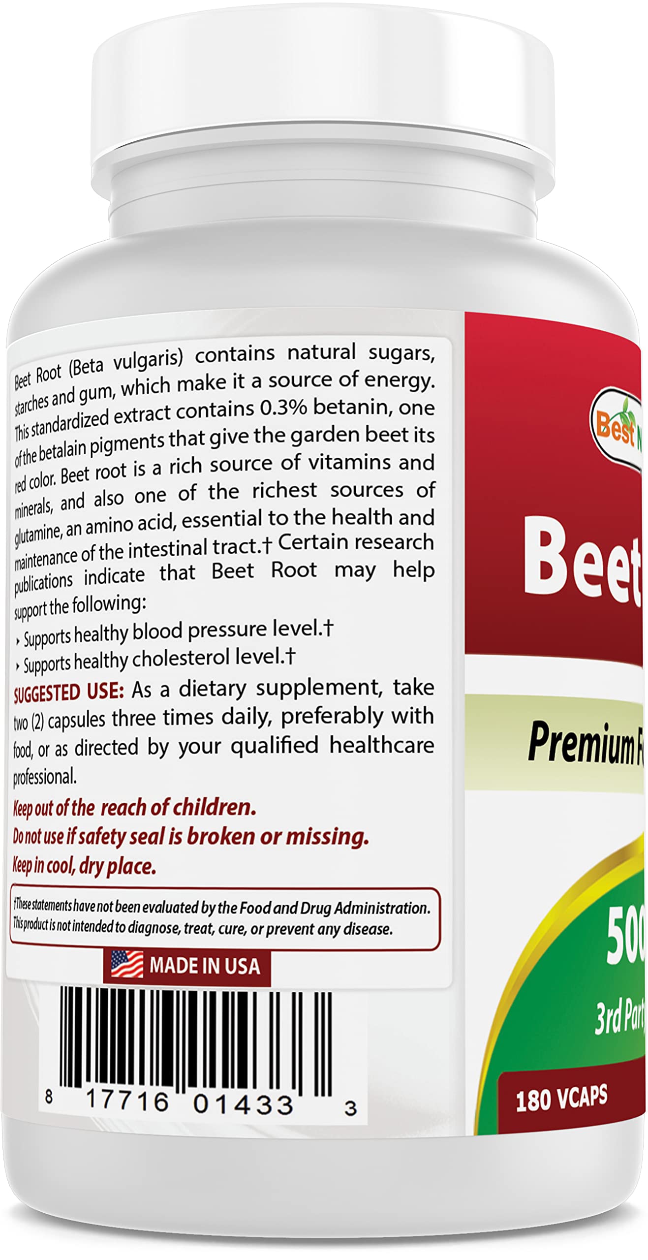 Best Naturals Beet Root Powder 500 mg 360 Capsules