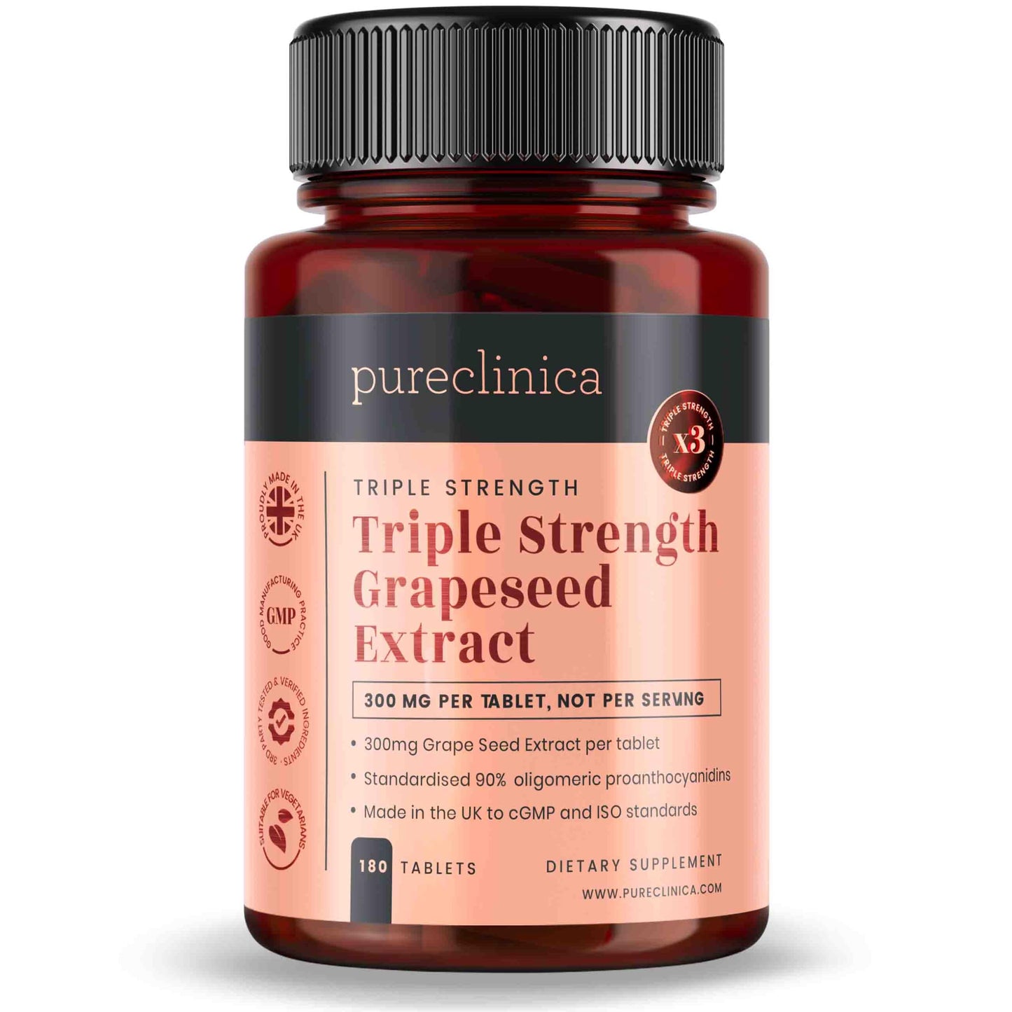 pureclinica Grape Seed Extract 300mg Tablet, 720 Count