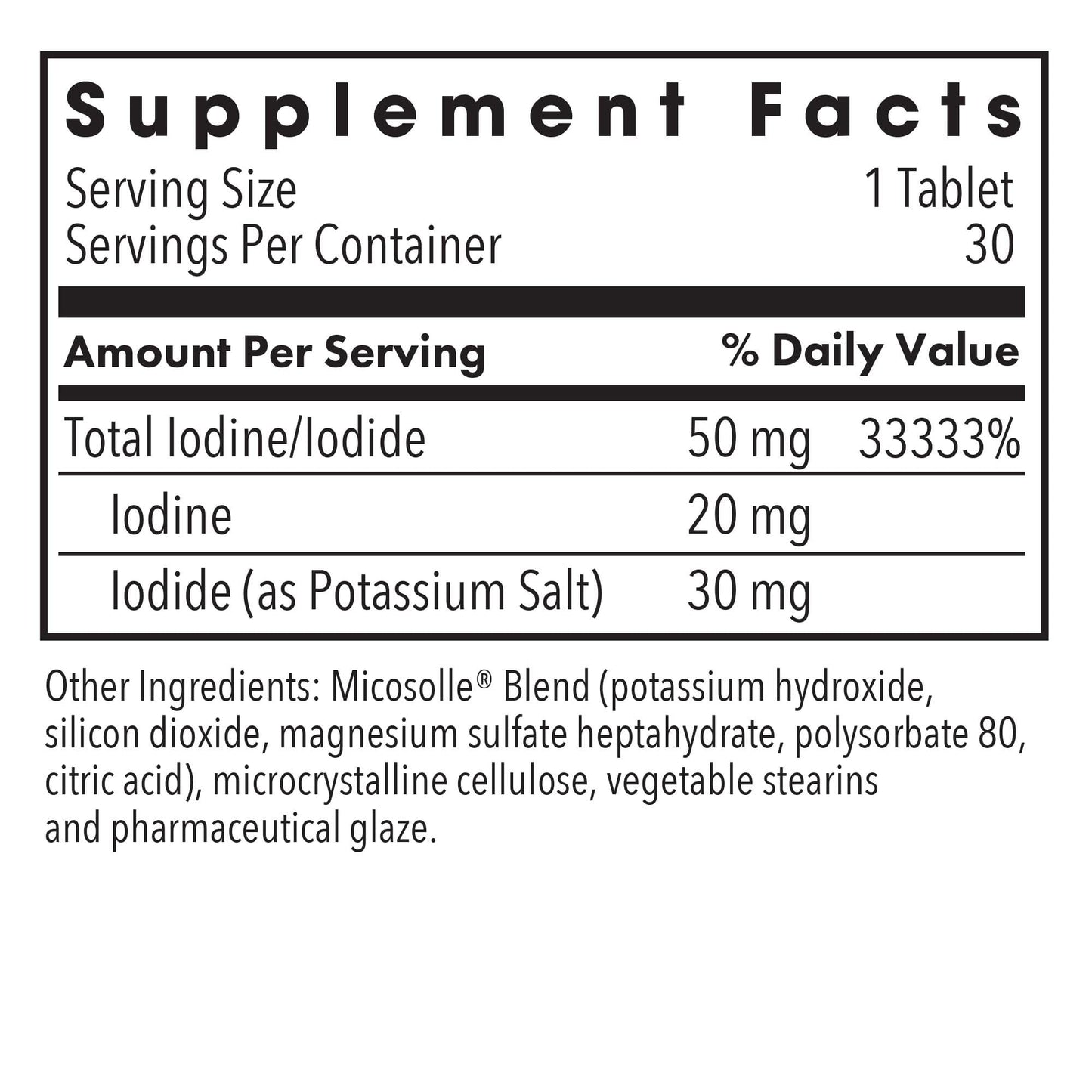 Optimox Iodoral 50 mg Potassium Iodide Tablets, 30 Count