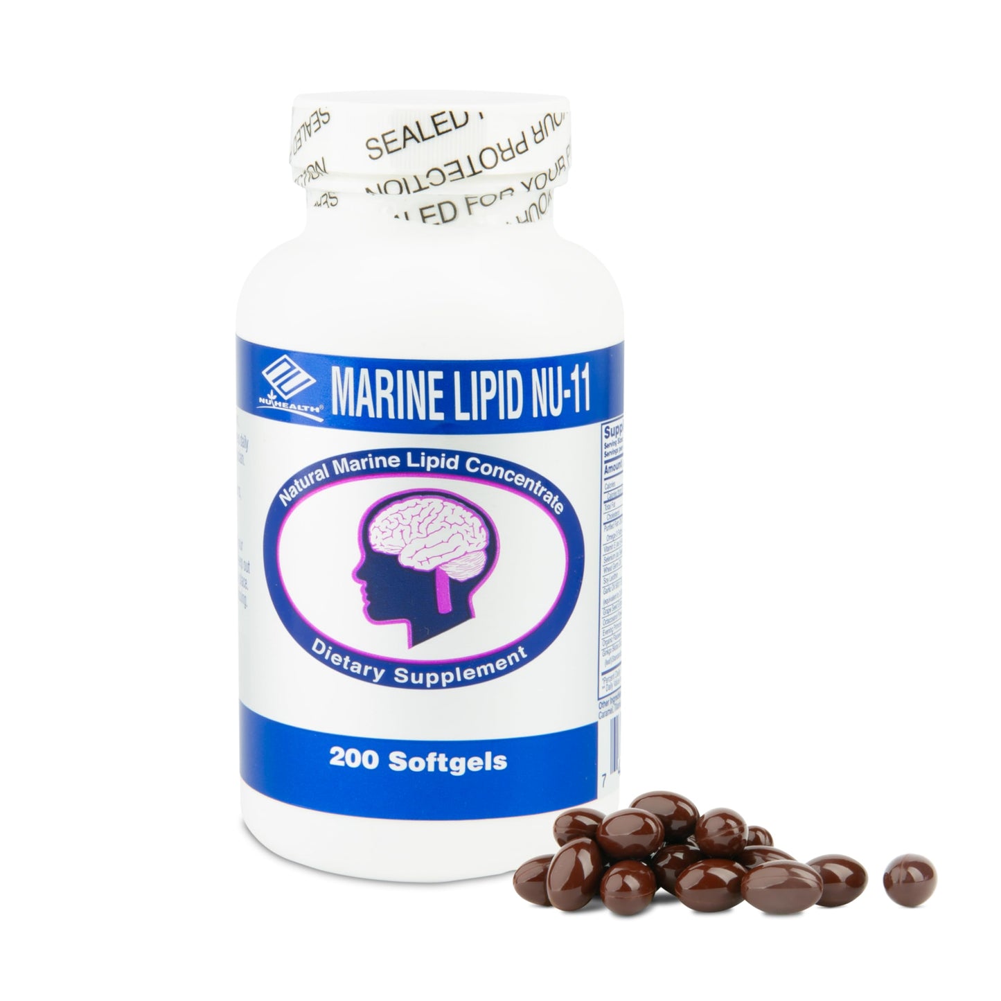 NCB NCB TECHNOLOGY Nu Health Marine Lipid NU-11 Omega 3 Fish Oil, Ginkgo Biloba Softgels 200
