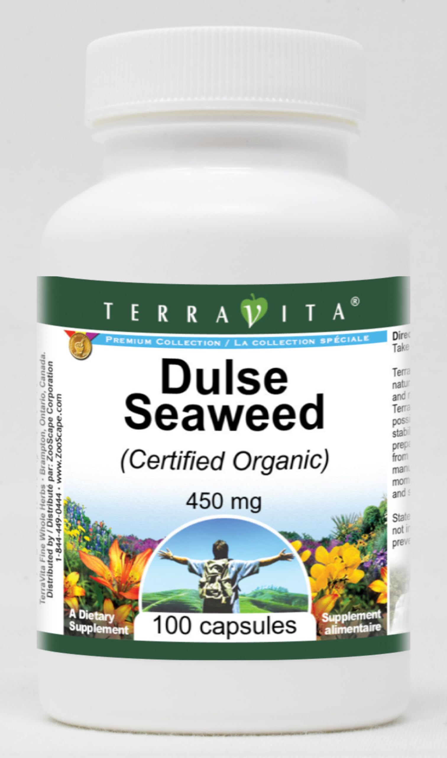 Terravita Dulse Seaweed (Certified Organic) 450 mg Capsules, 100 Count