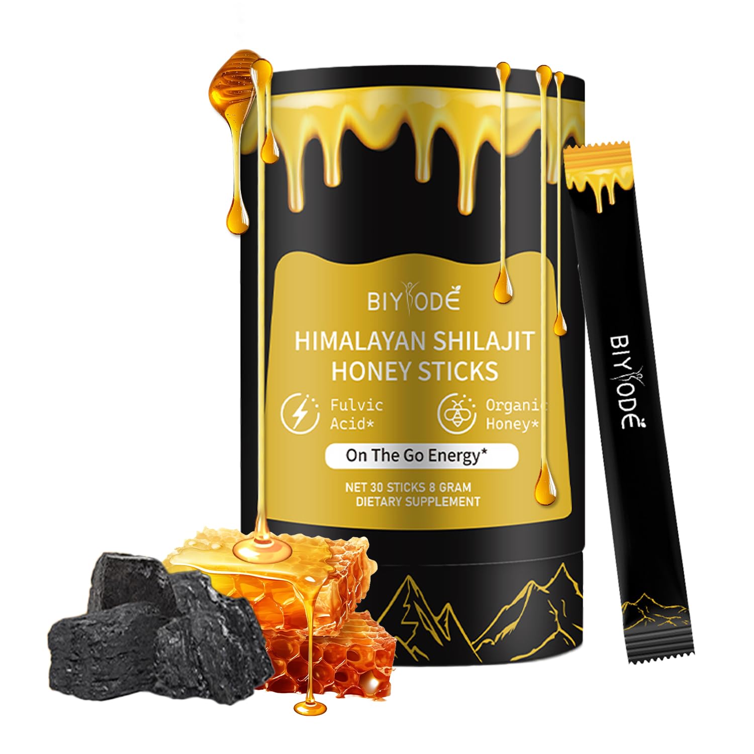AUIXOPI Pure Shilajit Honey Sticks Gummy 30-Count