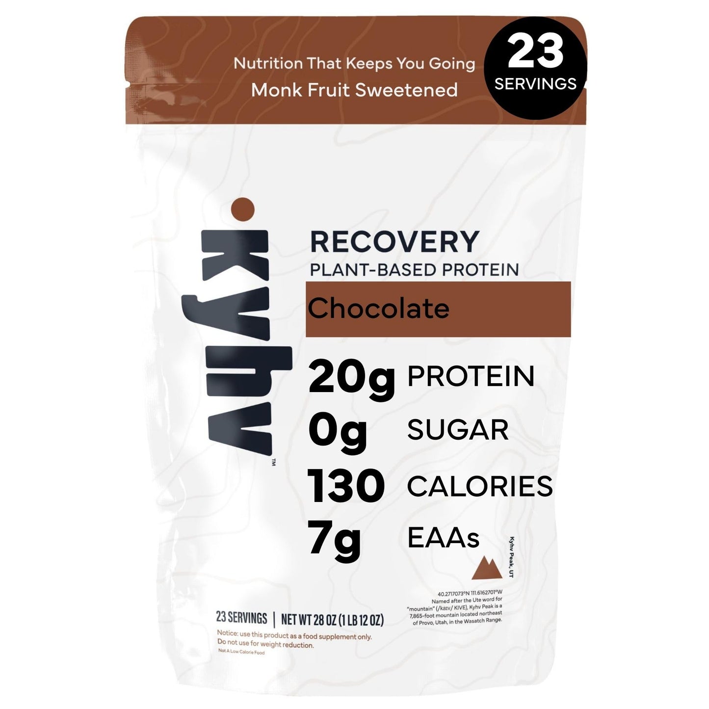 Kyhv Nutrition Recovery Plant Protein Powder, Chocolate, 28 Servings