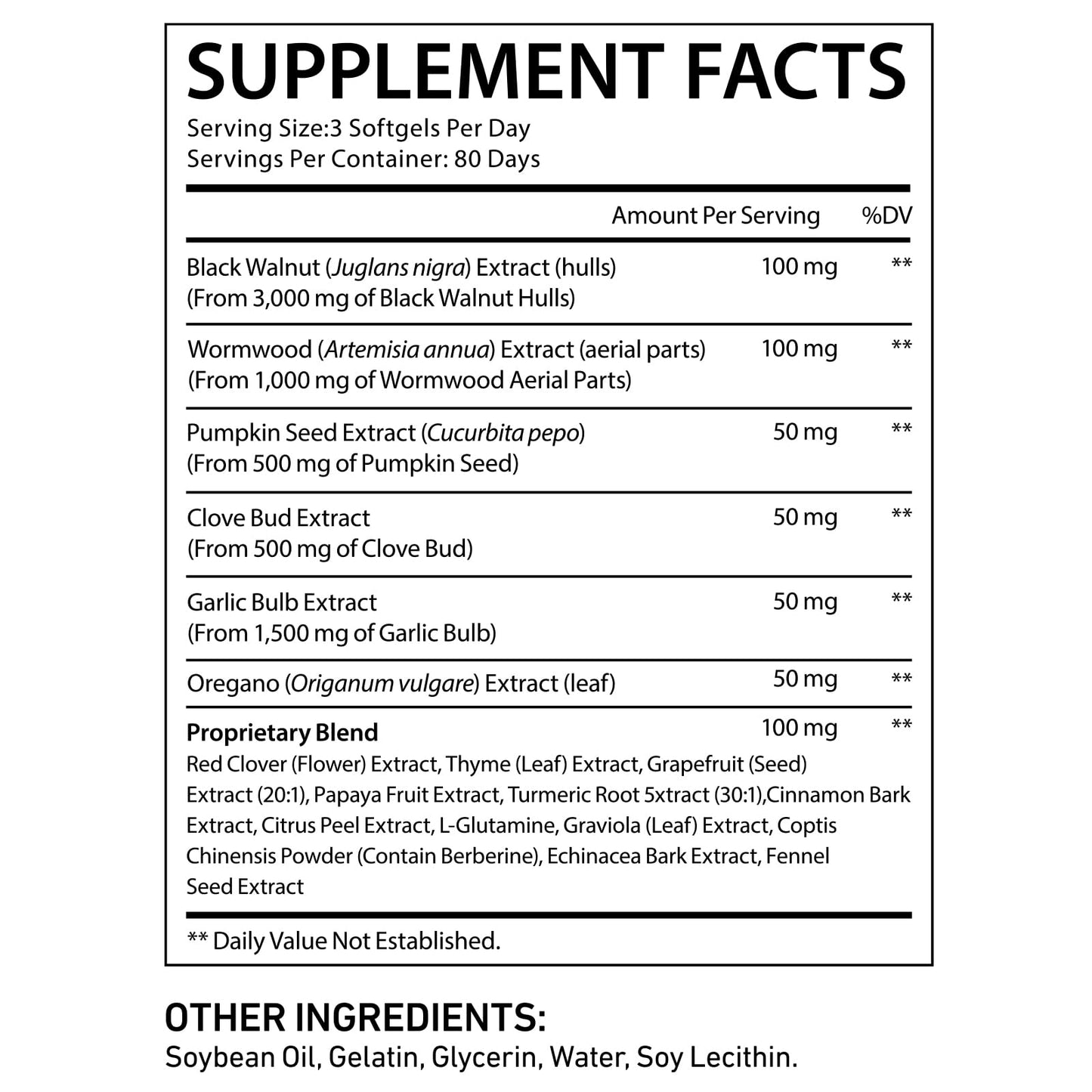 J&H Jasmine&Hyacinth Wormwood Black Walnut Clove Cleanse for Humans Elimination, 18-in-1 Potent Herbal Complex with Wormwood, Black Walnut, Clove, Garlic, Oregano, Pumpkin Seed Extract, Liposal Delivery Softgels 240
