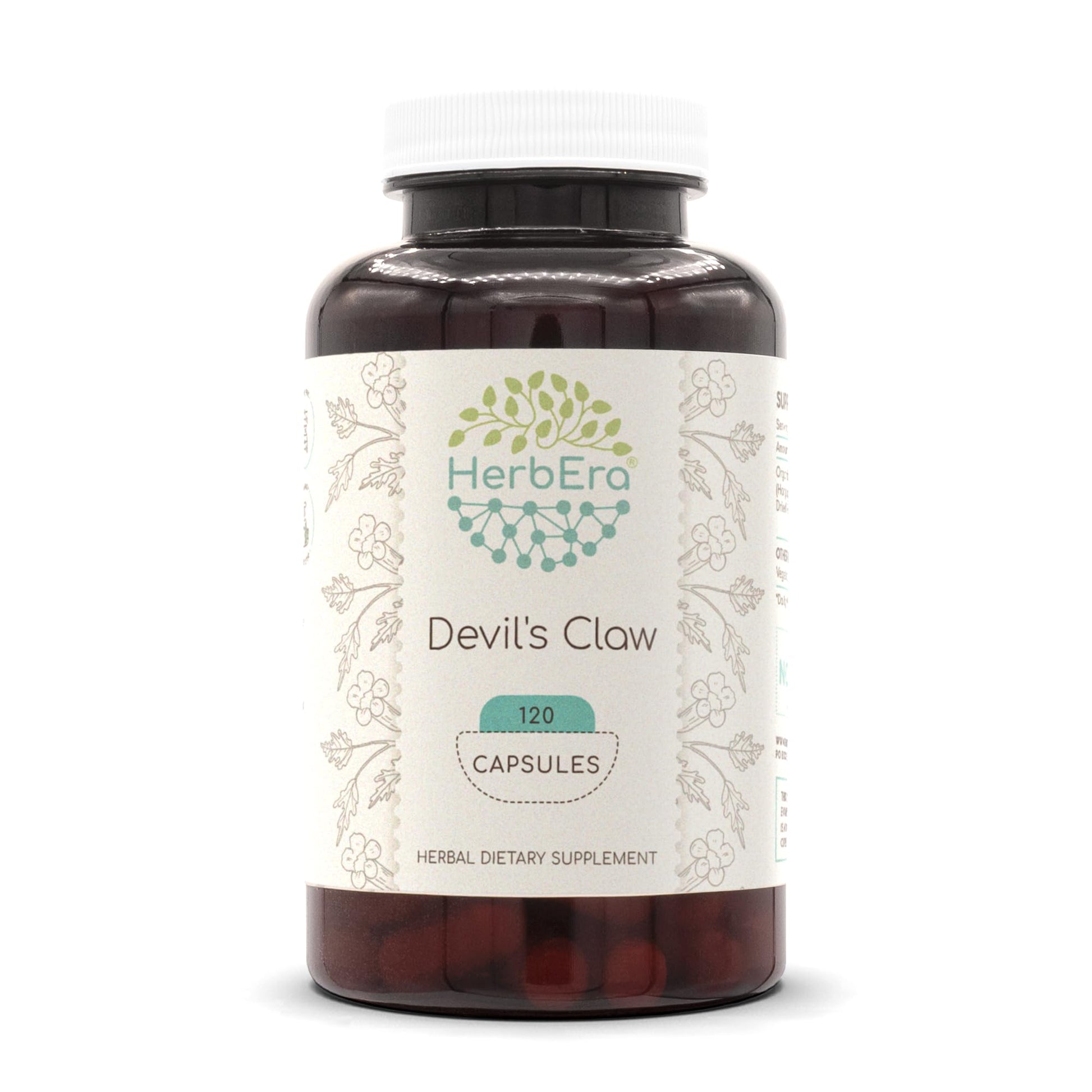 HerbEra Devil's Claw 500 mg Dried Root Capsules, 120 Count
