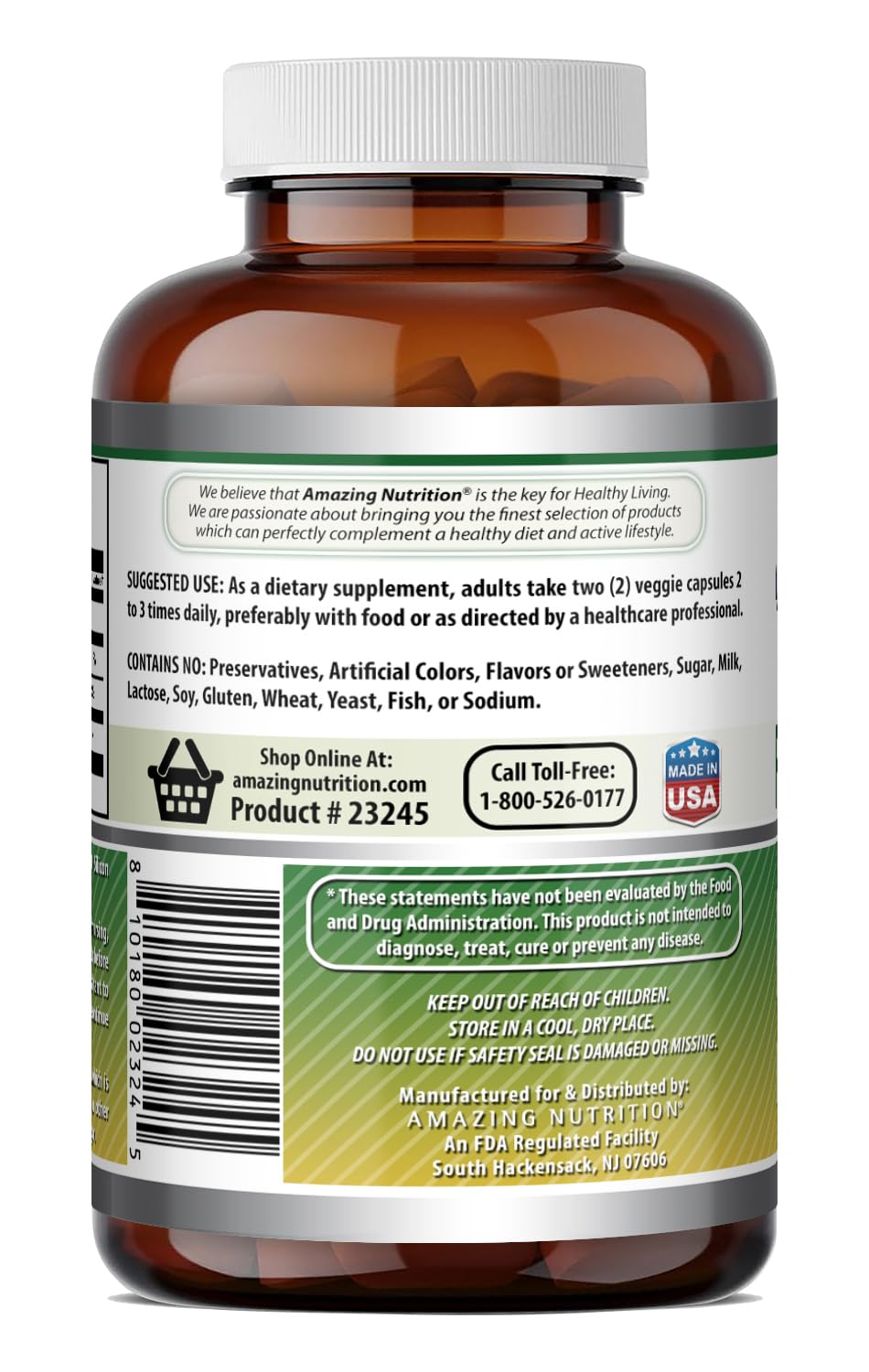 Amazing Nutrition Fenugreek Seed 1220 Mg Capsules, 180 Veggie Capsules