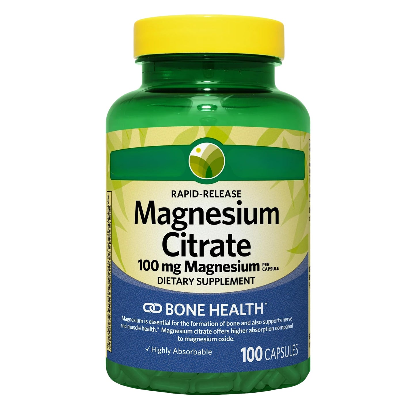 KP+ Magnesium Citrate 100 mg Rapid-Release Capsules, 100 Count