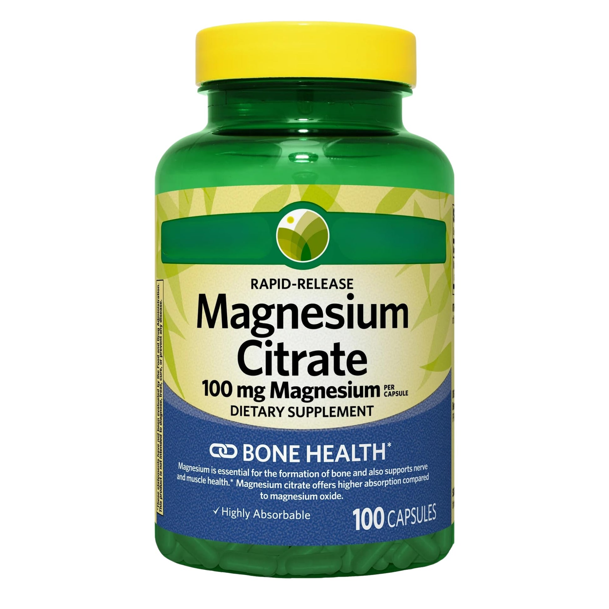 KP+ Magnesium Citrate 100 mg Rapid-Release Capsules, 100 Count
