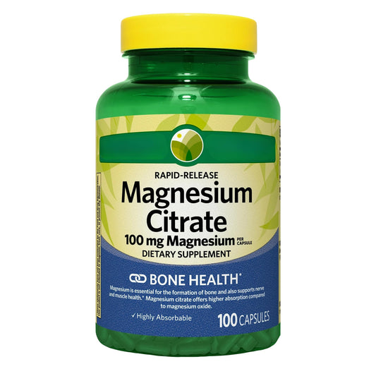 KP+ Magnesium Citrate 100 mg Rapid-Release Capsules, 100 Count