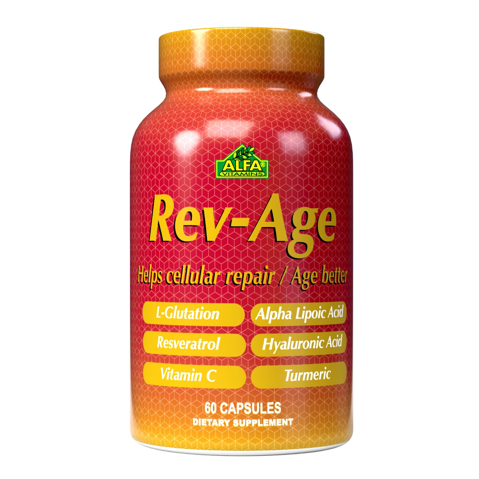ALFA VITAMINS Rev-Age Cellular Repair Supplement for Anti-Aging & Immune System Support, 60 Capsules