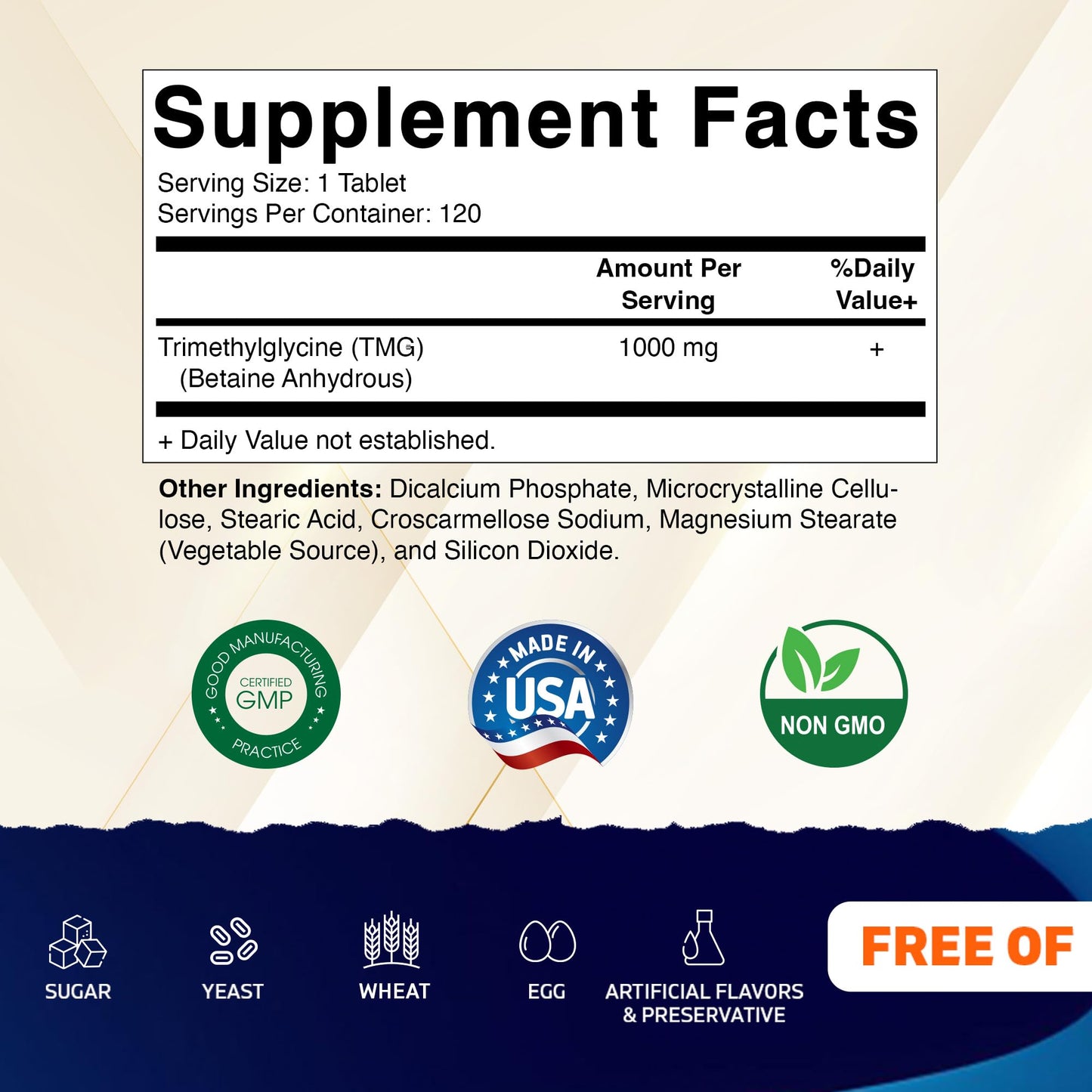 Vitamatic TMG 1000mg Tablets, 120 Count