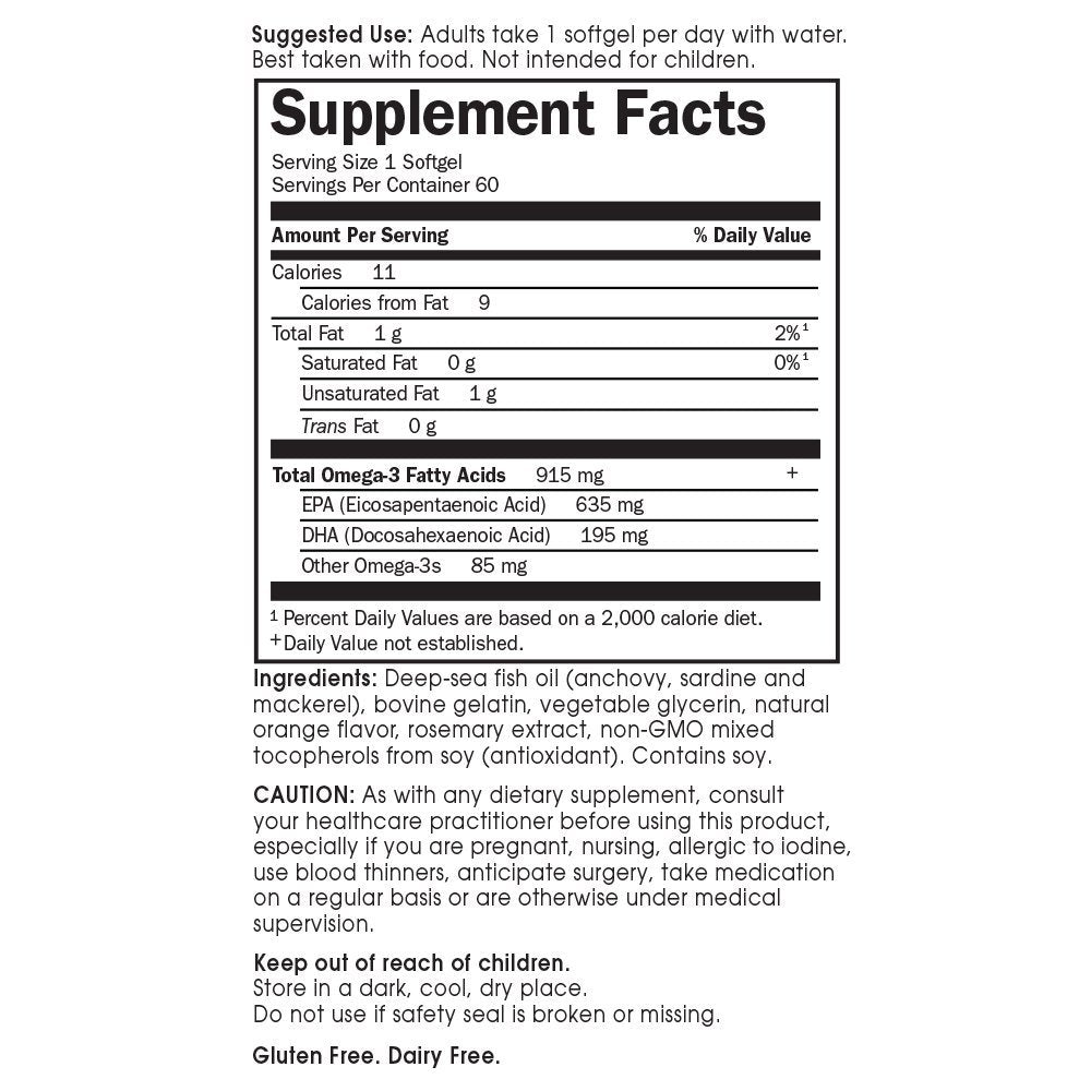 Garden of Life Omega-3 Fish Oil Softgel, 60 Count