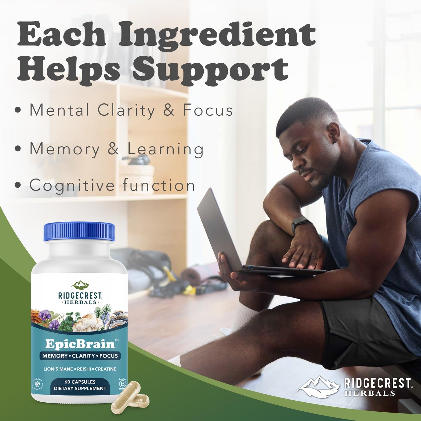 RidgeCrest Herbals EpicBrain Capsule, 60 Count