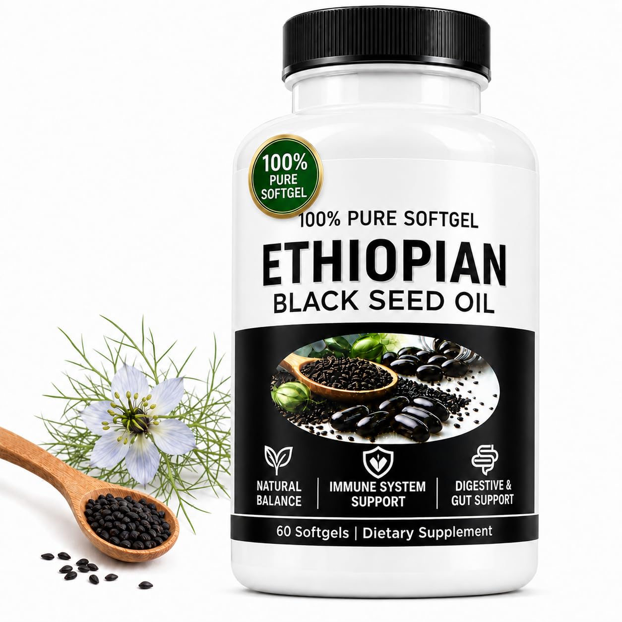 UBOMOPI Ethiopian Black Seed Oil Softgel 60 Count