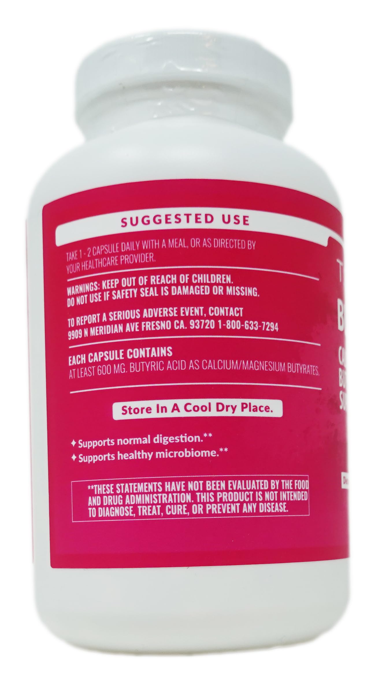 T.E.Neesby Butyrex Calcium/Magnesium Butyrate Complex Capsules 250 Count