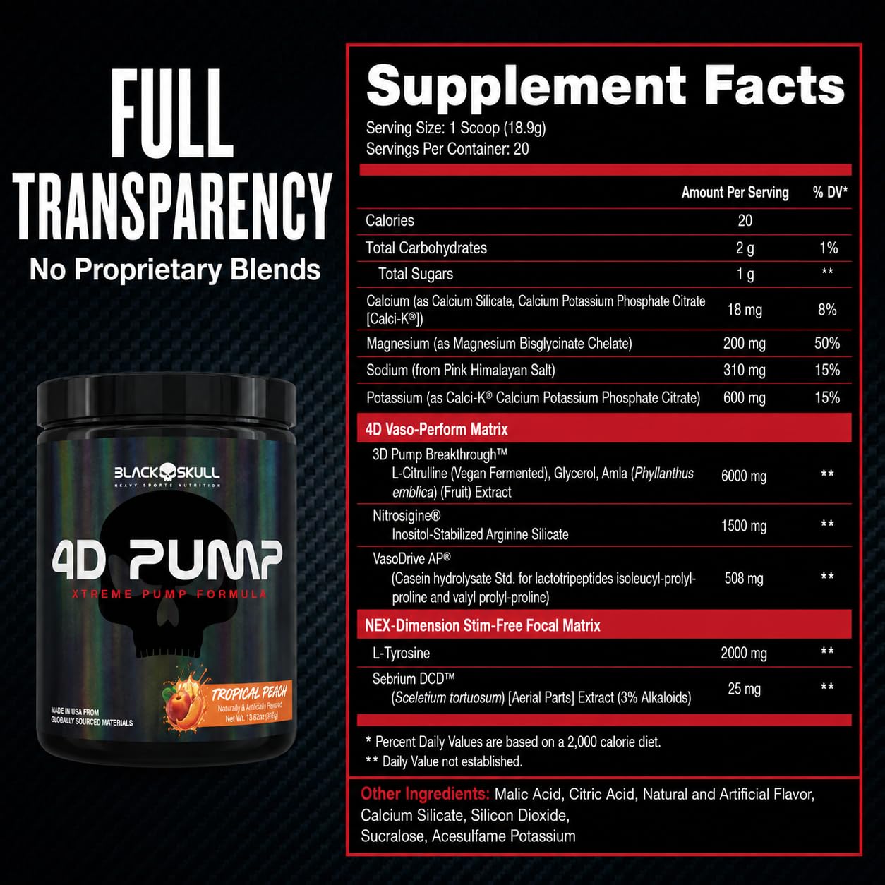 BLACK SKULL 4D Pump Powder 13.33 Ounce