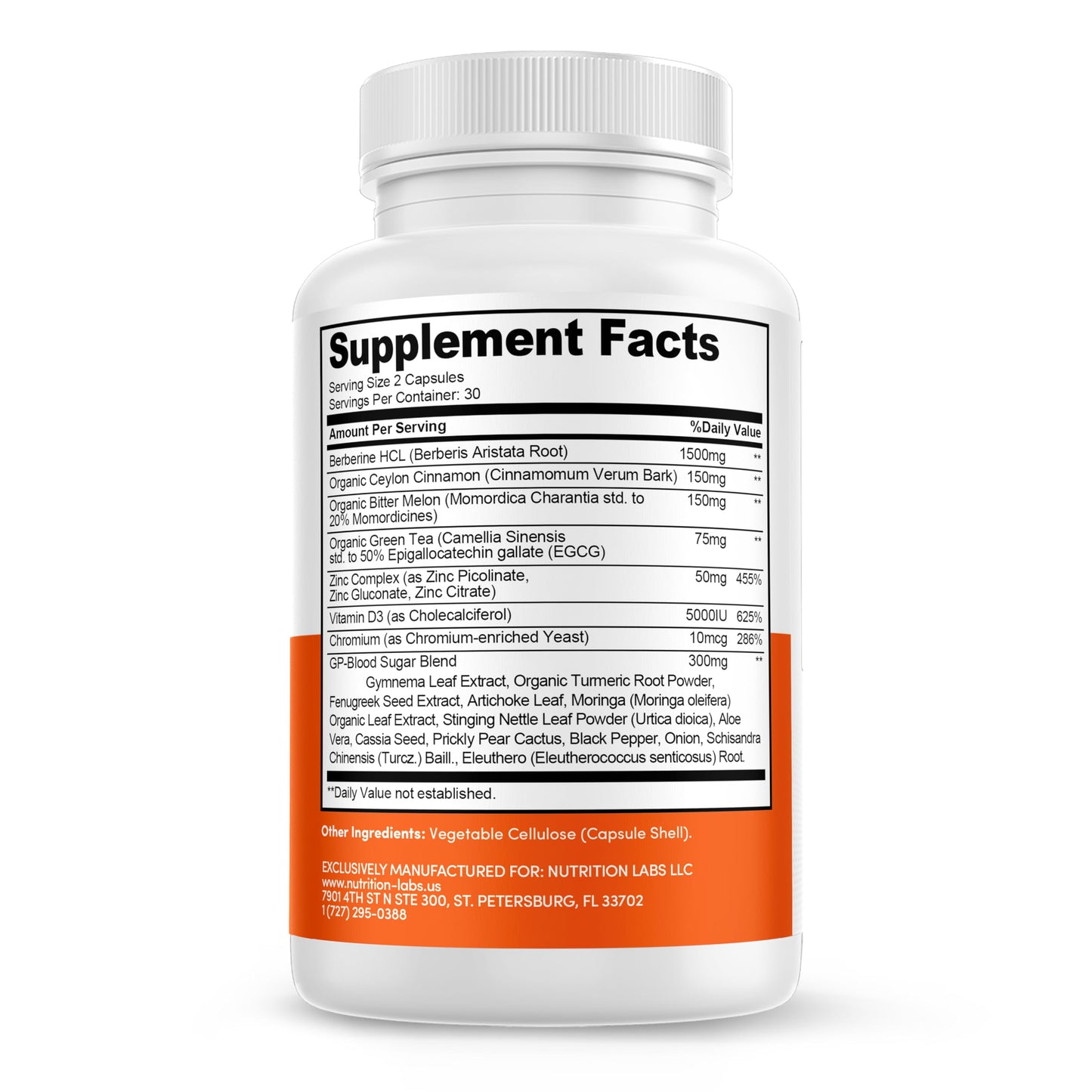 NUTRITION LABS BE BETTER Berberine HCL Supplement 1500mg with Ceylon Cinnamon & Bitter Melon, Capsules, 60 Count