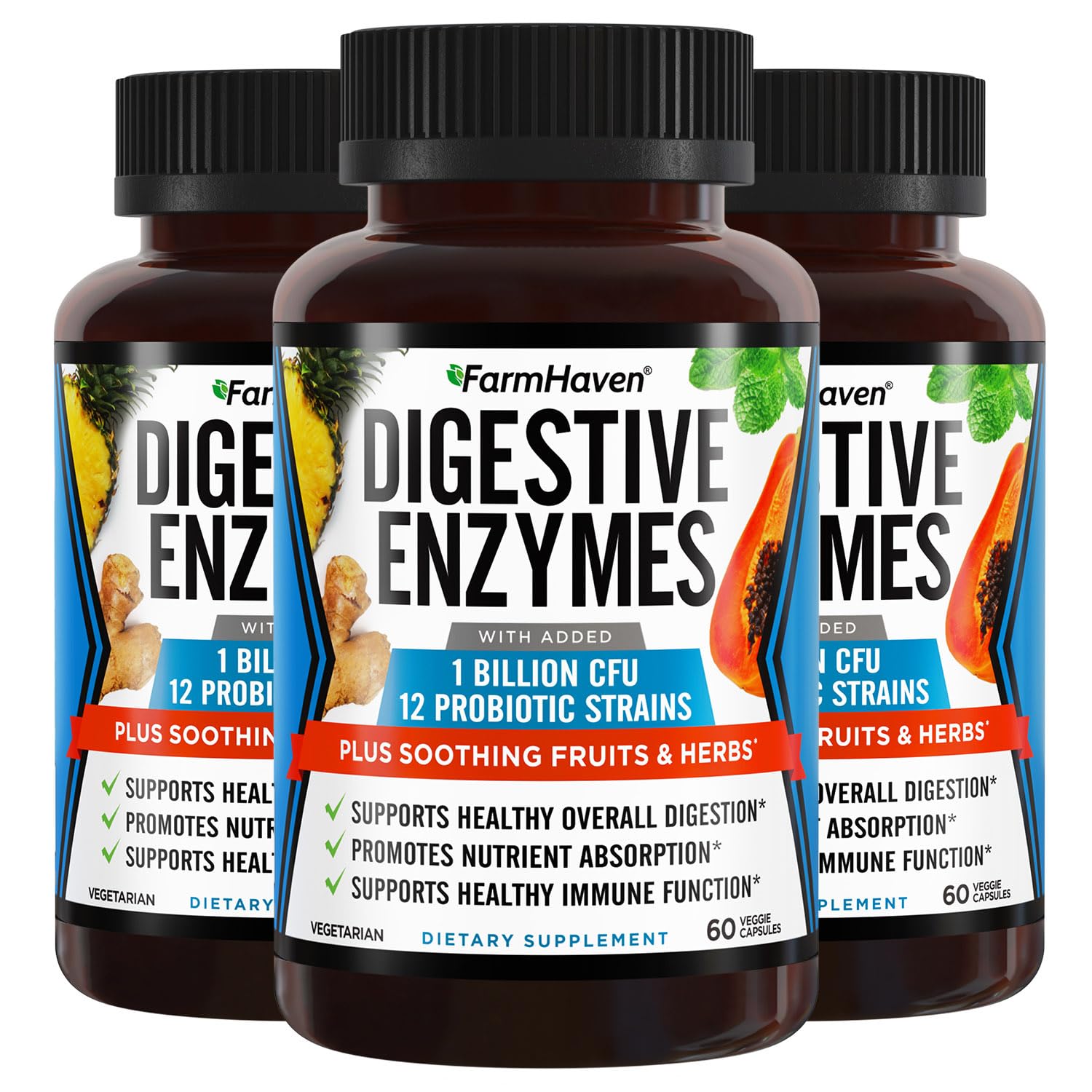 FarmHaven Digestive Enzymes with 18 Probiotics & Herbs Capsule 180 Count