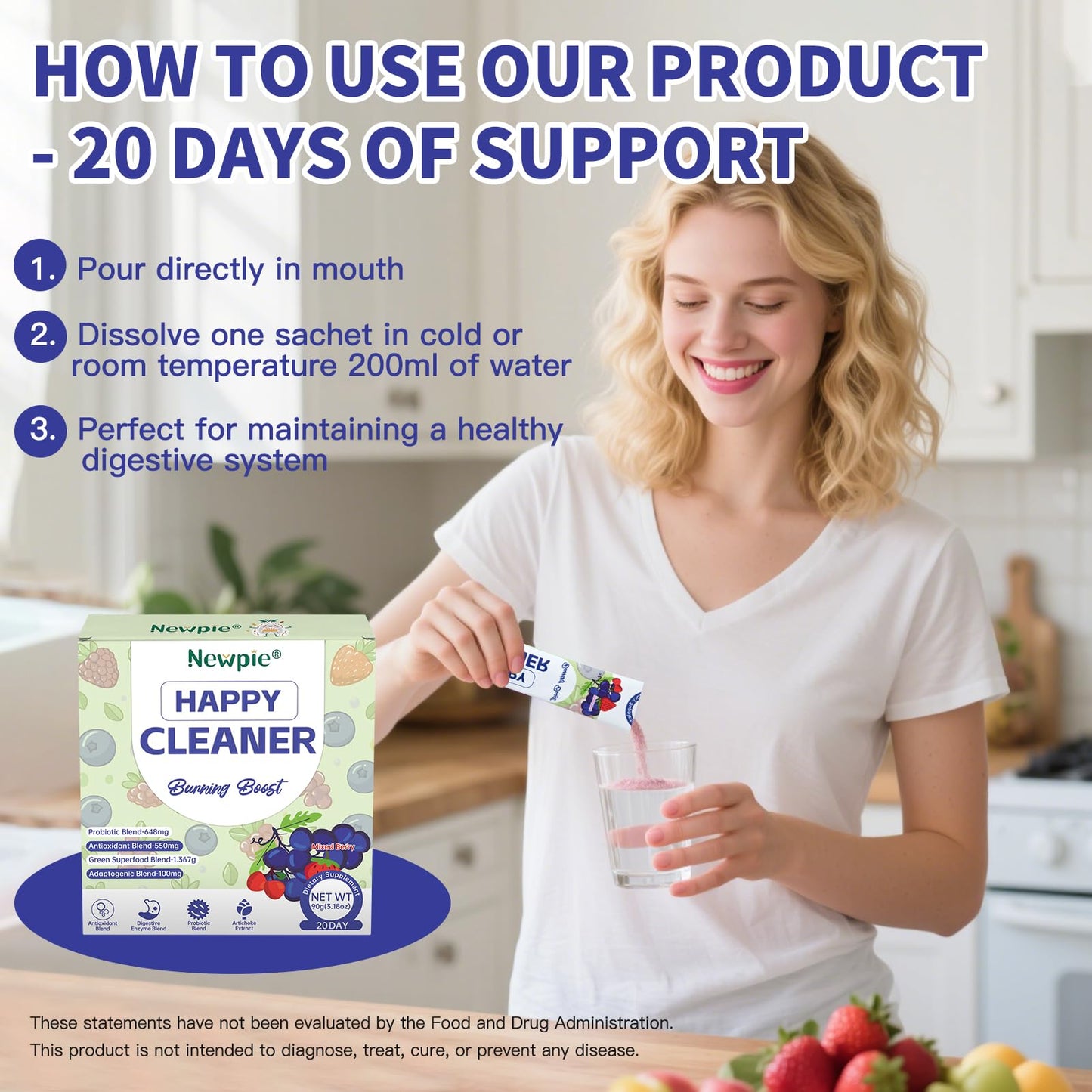Blltzzz Newpie Superfoods Happy Cleaner Probiotic Powder 3.18 oz