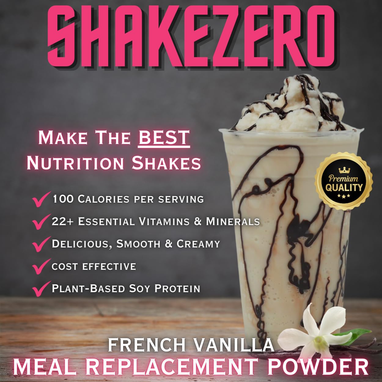GramZero Shakezero French Vanilla Protein Powder, 80 oz