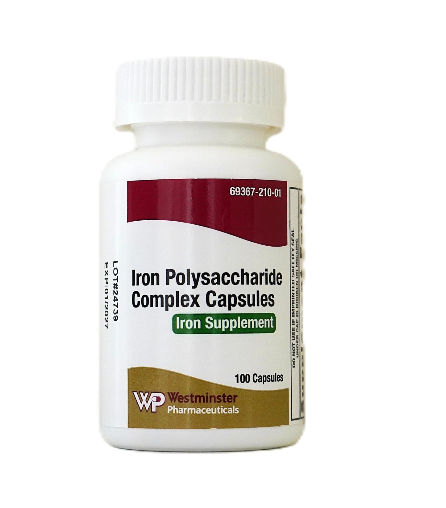 Westminster Pharmaceuticals Iron Polysaccharide Complex Capsules 150mg Elemental Iron Supplement, 100 Count